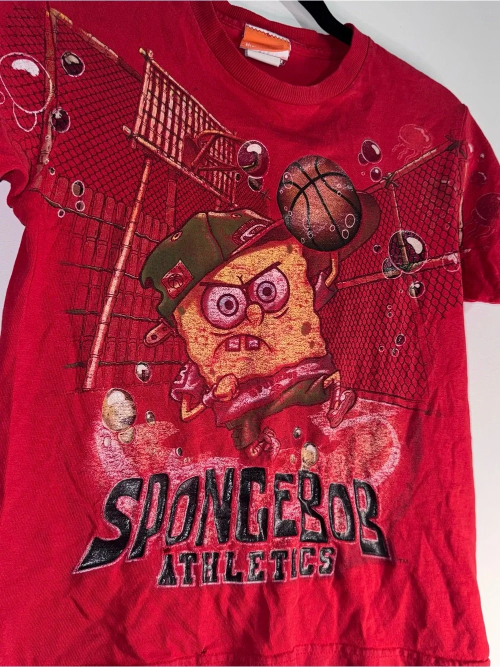 Vintage 2002 SpongeBob Athletics Graphic T Shirt Nickelodeon Freeze Youth M